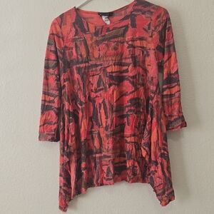Reina Lee Abstract Red Women's Top S
